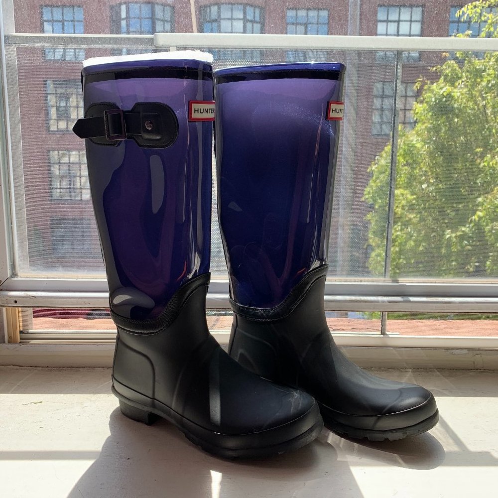 Hunter Rain Boots - Blue Clear Leg - Size US7 EU38